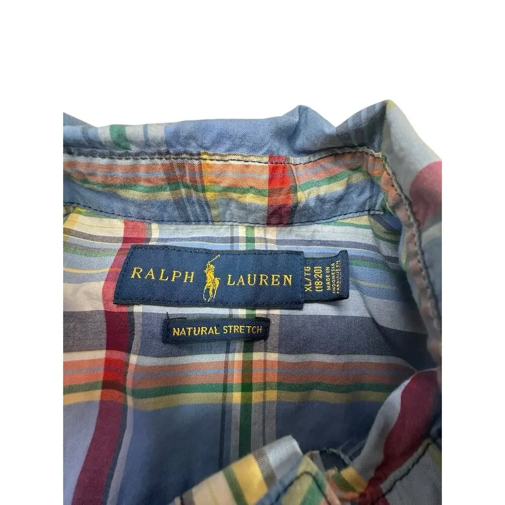 Ralph Lauren Boys Plaid Button Down Shirt Long Sleeve Polo Pony Lot Of 3 XL